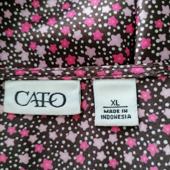 Cato Womens Multicolor Short Sleeve V Neck Stars Back Tie Blouse Top Size XL - Picture 5 of 7